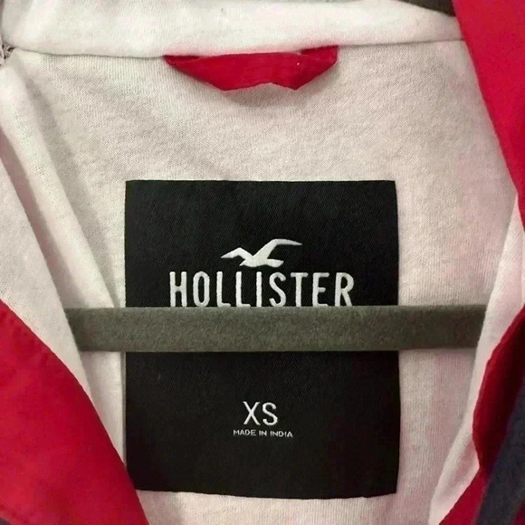 130.Hollister Color Striped Cropped Windbreaker Jacket Women’s XS Red/White/Blue - Picture 5 of 5